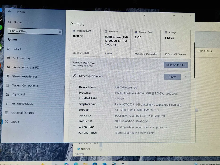 HP Notebook - 15-bs049nu / 1TB / 8GB RAM / i3-6006u - Image 10